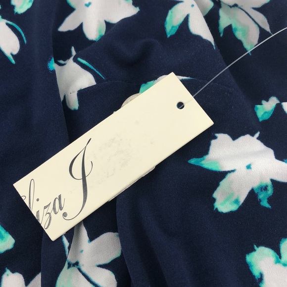 Eliza J Navy & Green Floral Print Dress, Size 14 - Picture 6 of 8